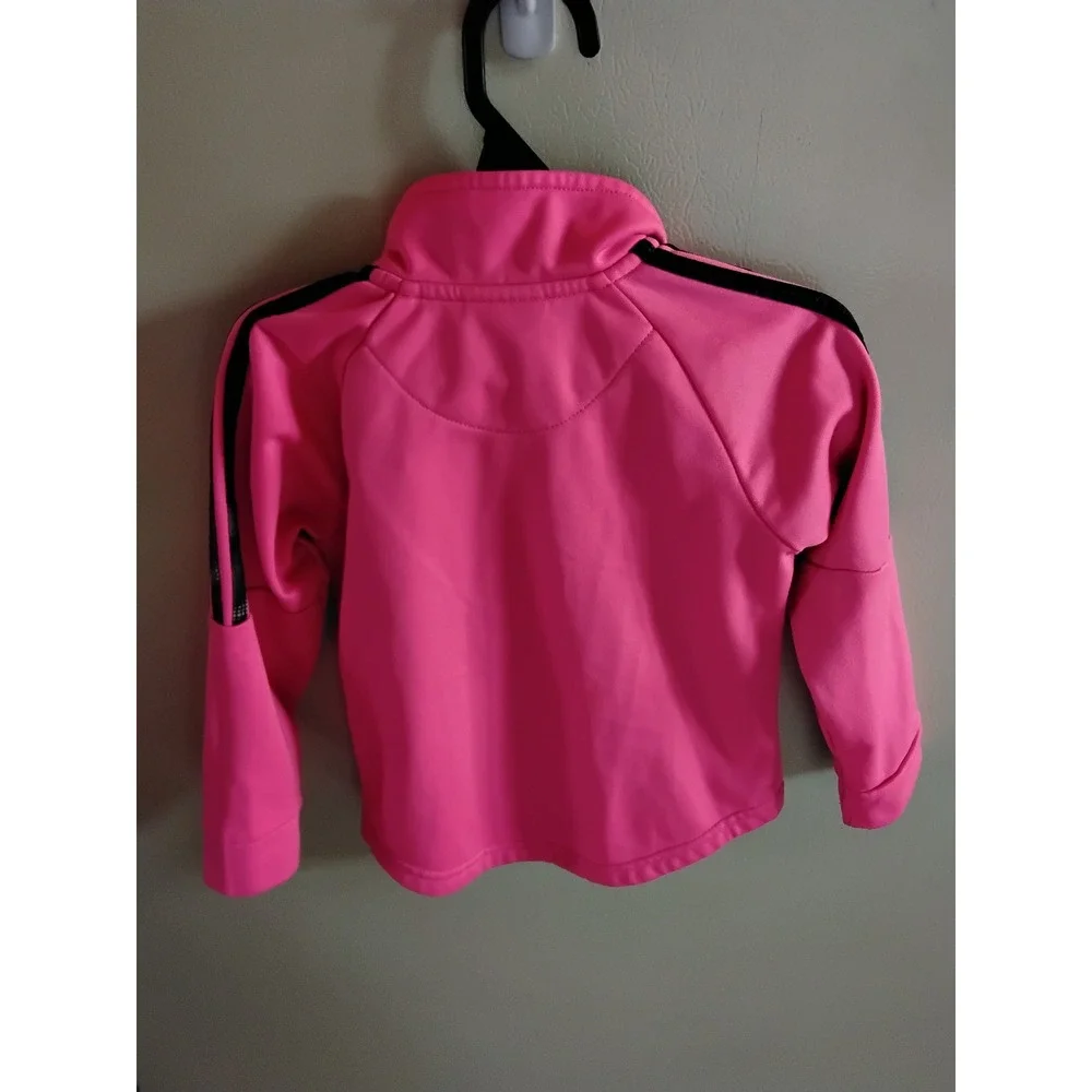 Adidas Girls Pink Track Jacket Full Zip 3-Stripe Athletic Sweatshirt Size 24M